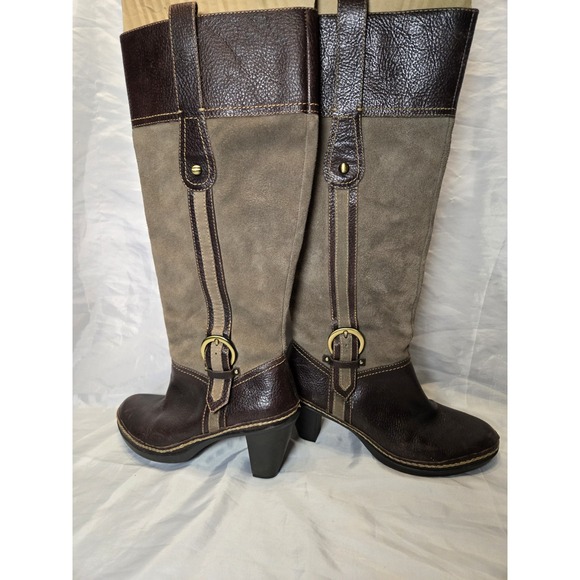 Naturalizer Dandy Knee High Sz 6.5 Comfort Leather Suede Brown Boots 3" heels - Picture 7 of 11